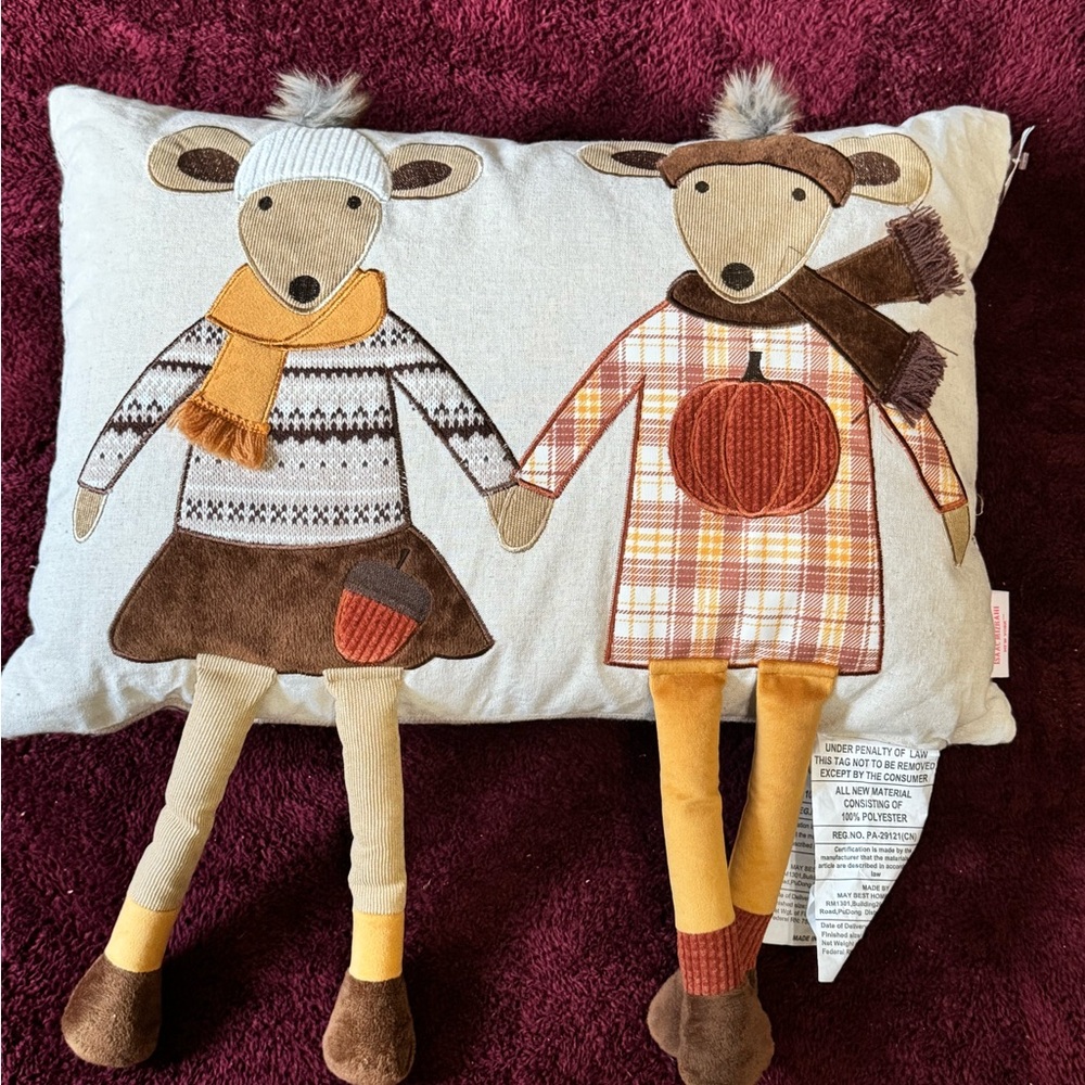 Festive Holiday Pillow with Deer Design